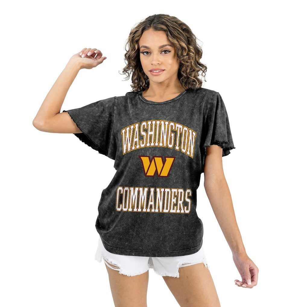 Washington Commanders Gameday Couture Women's Relaxed Flutter Sleeve T-Shirt Black - NFL