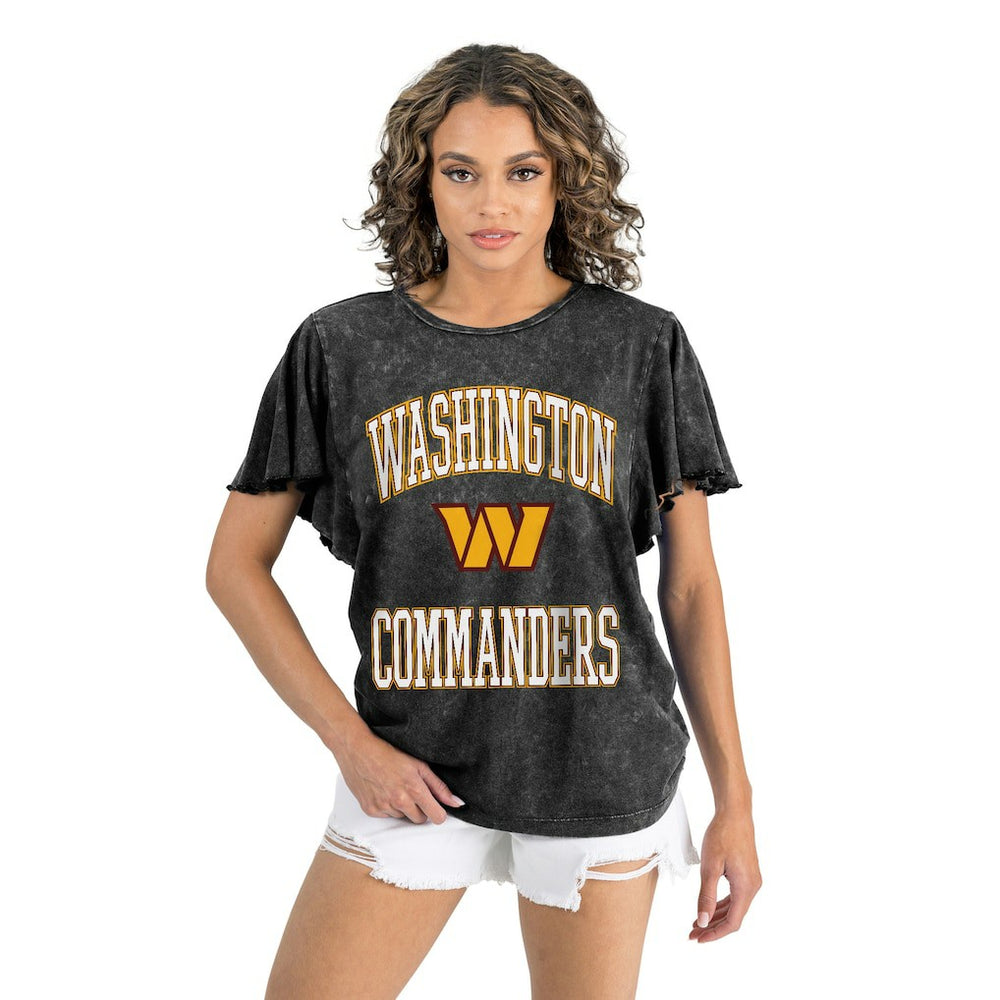 Washington Commanders Gameday Couture Women's Relaxed Flutter Sleeve T-Shirt Black - NFL