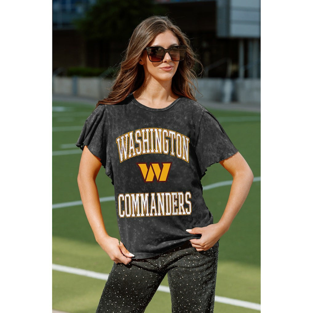 Washington Commanders Gameday Couture Women's Relaxed Flutter Sleeve T-Shirt Black - NFL