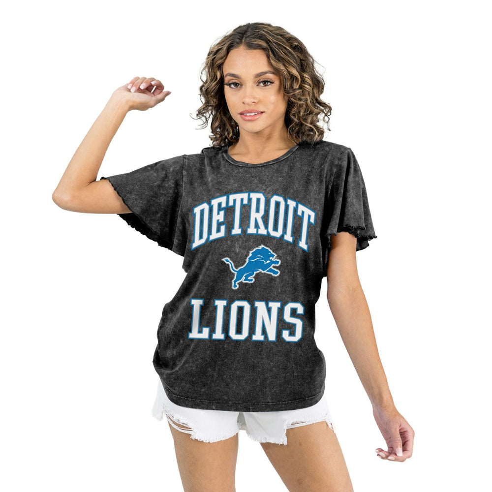Detroit Lions Gameday Couture Women's Relaxed Flutter Sleeve T-Shirt Black - NFL