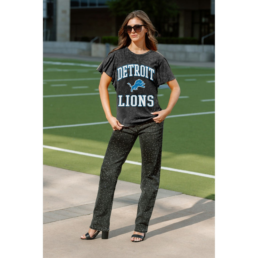 Detroit Lions Gameday Couture Women's Relaxed Flutter Sleeve T-Shirt Black - NFL