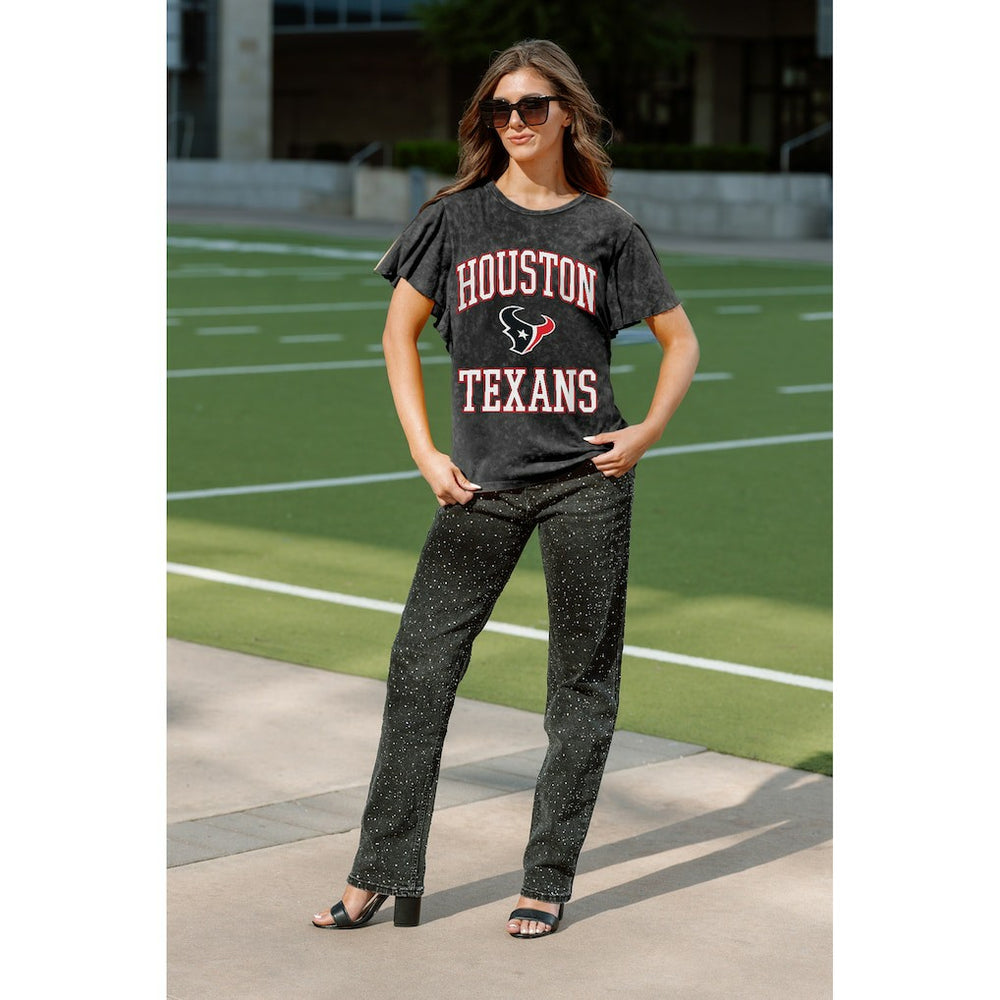 Houston Texans Gameday Couture Women's Relaxed Flutter Sleeve T-Shirt Black - NFL