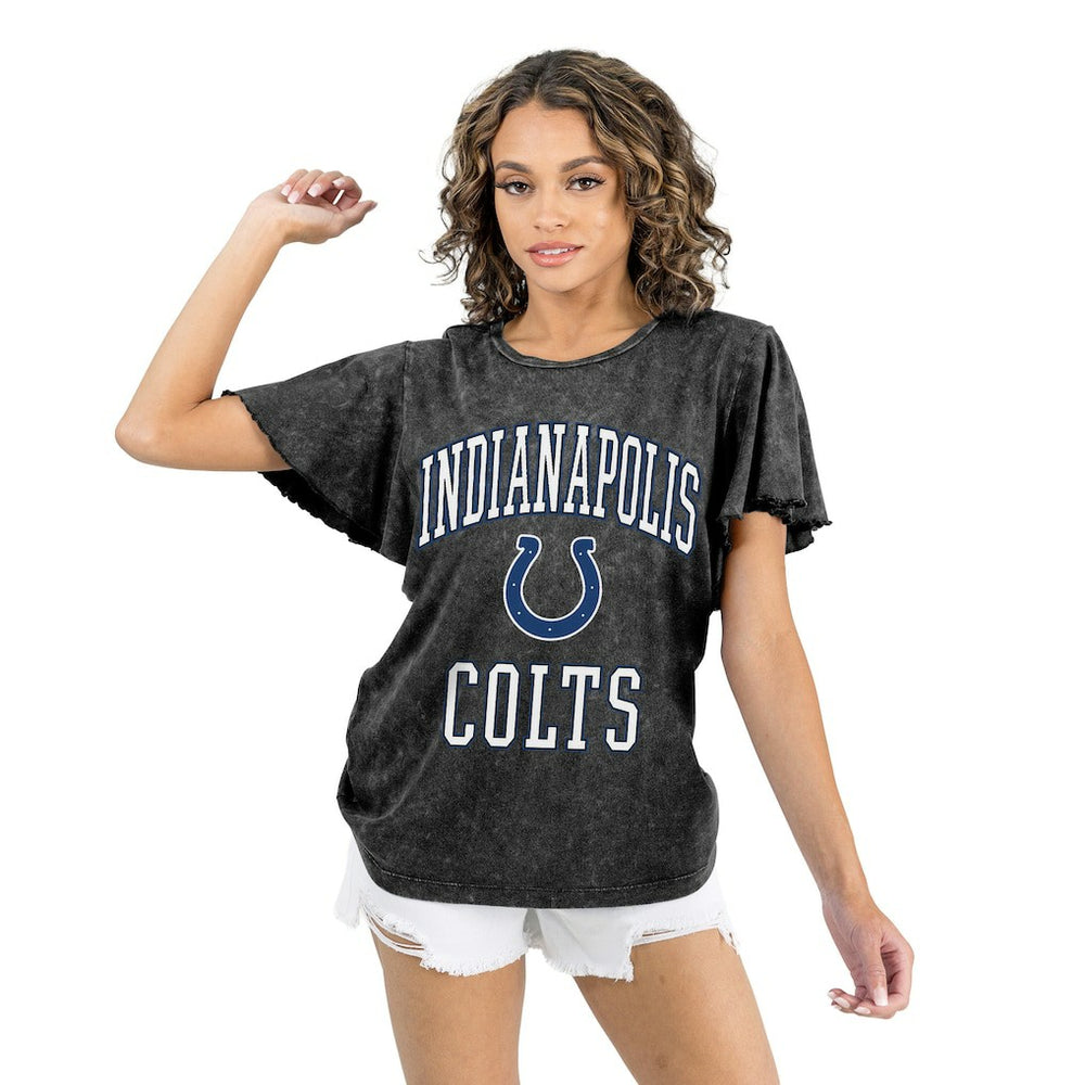 Indianapolis Colts Gameday Couture Women's Relaxed Flutter Sleeve T-Shirt Black - NFL
