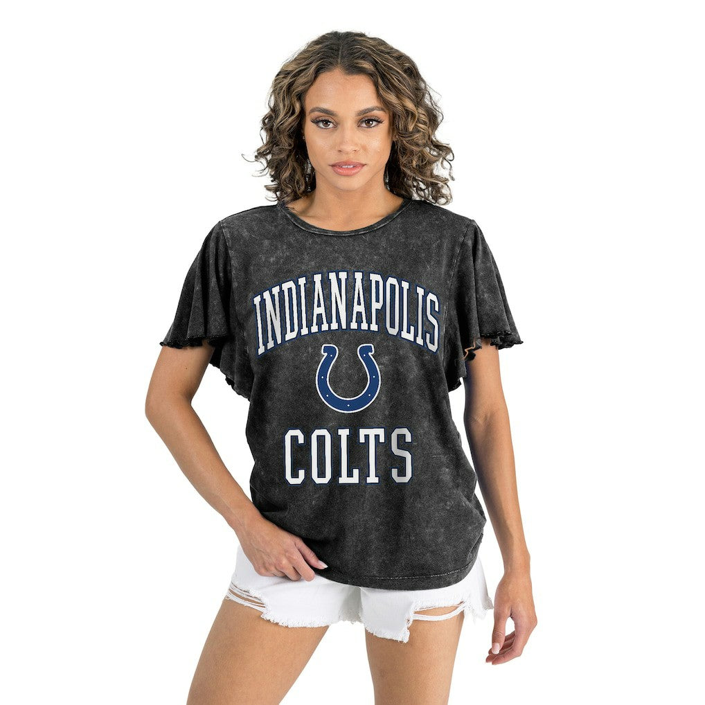 Indianapolis Colts Gameday Couture Women's Relaxed Flutter Sleeve T-Shirt Black - NFL