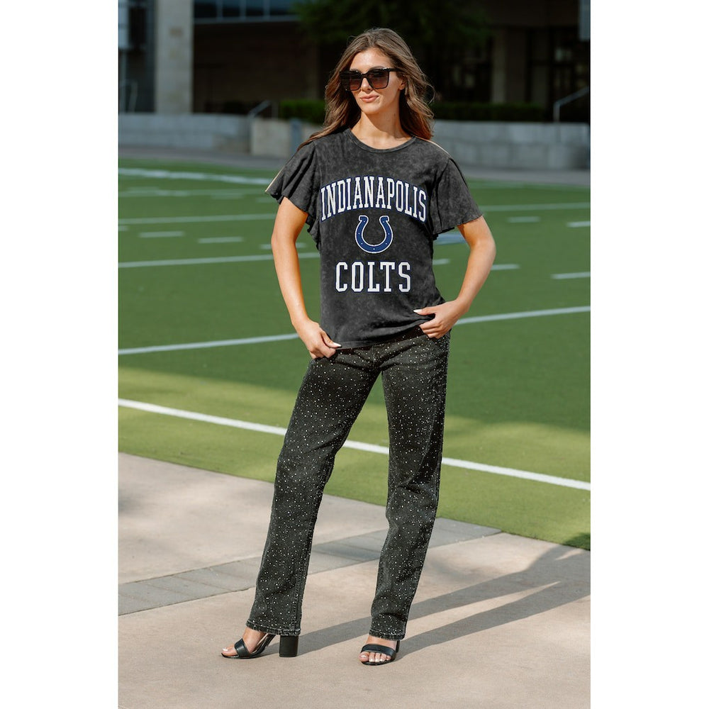 Indianapolis Colts Gameday Couture Women's Relaxed Flutter Sleeve T-Shirt Black - NFL