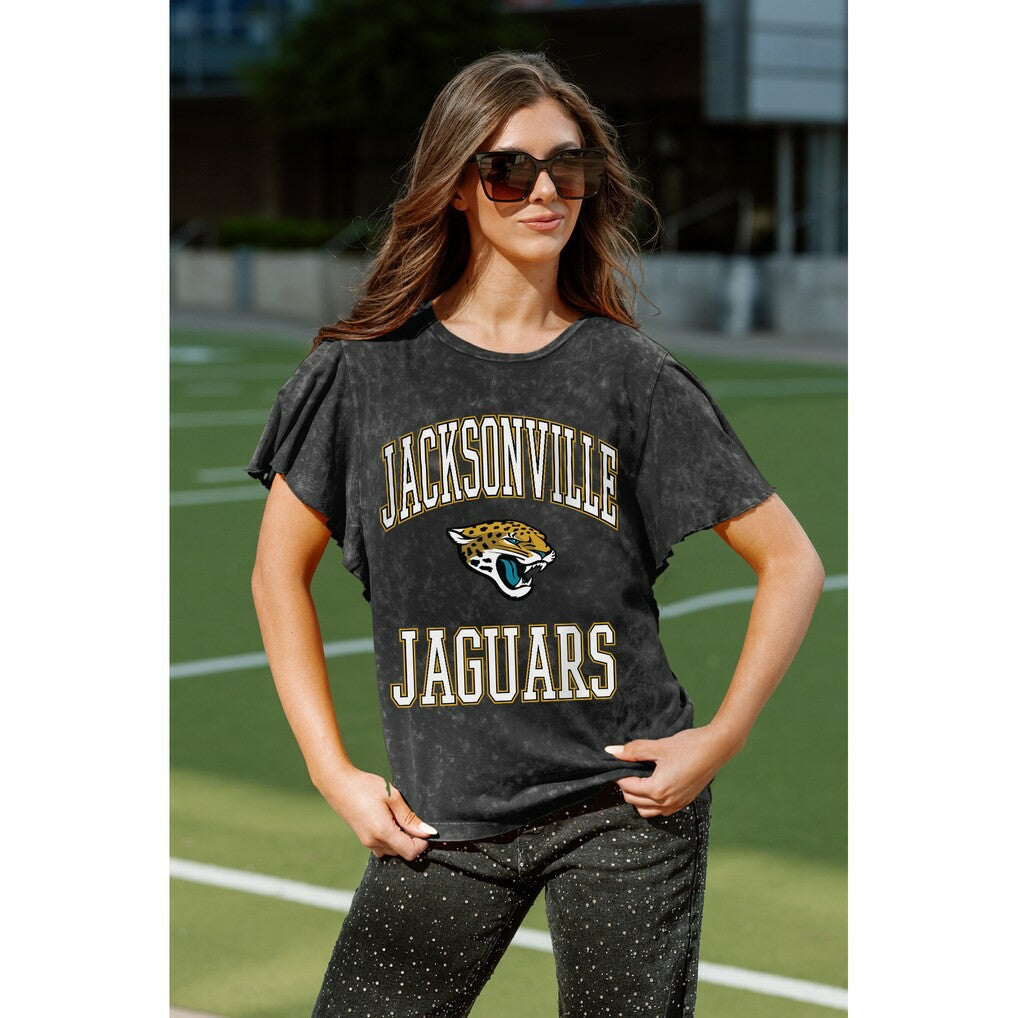 Jacksonville Jaguars Gameday Couture Women's Relaxed Flutter Sleeve T-Shirt Black - NFL