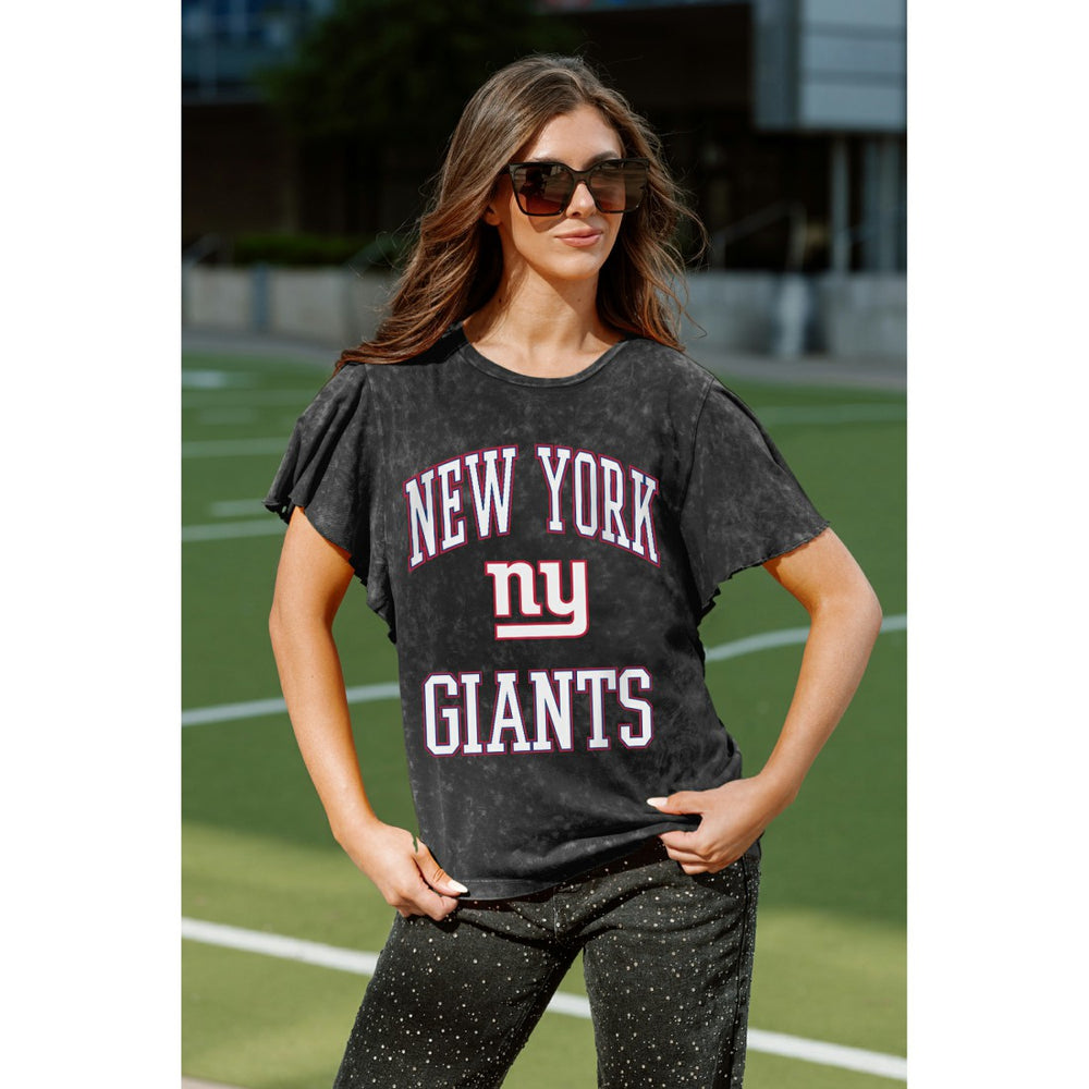 New York Giants Gameday Couture Women's Relaxed Flutter Sleeve T-Shirt Black - NFL