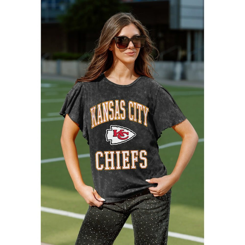 Kansas City Chiefs Gameday Couture Women's Relaxed Flutter Sleeve T-Shirt Black - NFL