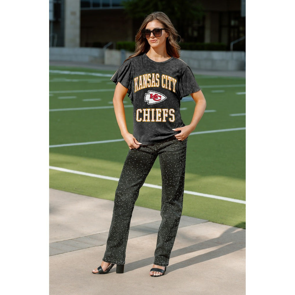 Kansas City Chiefs Gameday Couture Women's Relaxed Flutter Sleeve T-Shirt Black - NFL