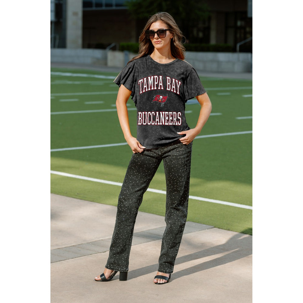 Tampa Bay Buccaneers Gameday Couture Women's Relaxed Flutter Sleeve T-Shirt Black - NFL