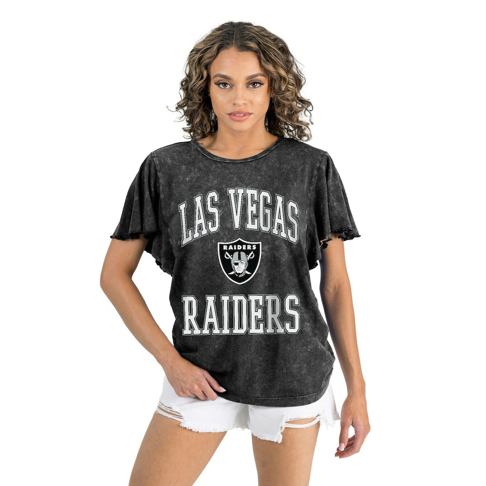 Las Vegas Raiders Gameday Couture Women's Relaxed Flutter Sleeve T-Shirt Black - NFL