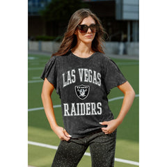 Las Vegas Raiders Gameday Couture Women's Relaxed Flutter Sleeve T-Shirt Black - NFL