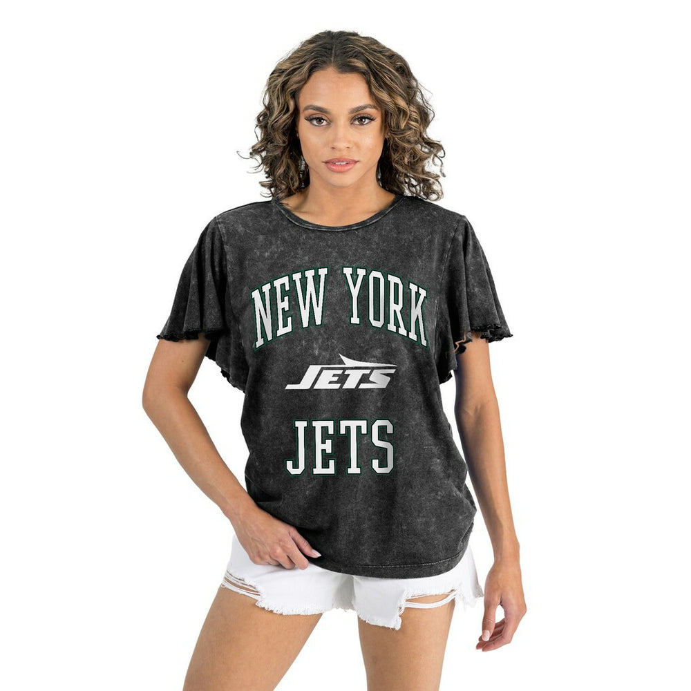New York Jets Gameday Couture Women's Relaxed Flutter Sleeve T-Shirt Black - NFL