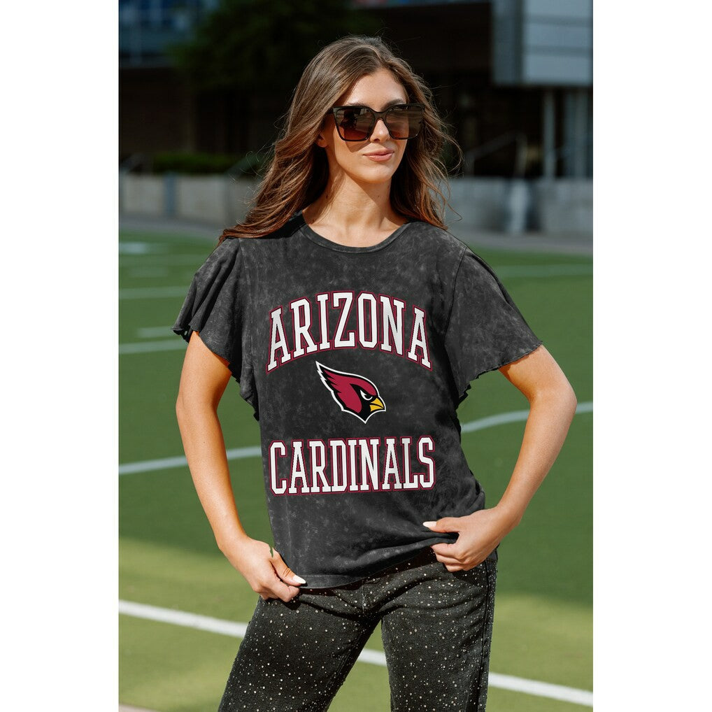 Arizona Cardinals Gameday Couture Women's Relaxed Flutter Sleeve T-Shirt Black - NFL