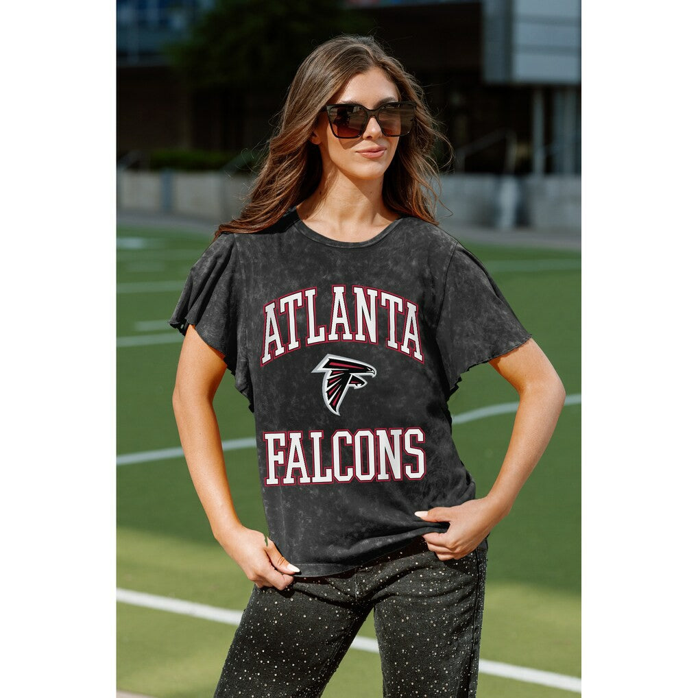 Atlanta Falcons Gameday Couture Women's Relaxed Flutter Sleeve T-Shirt Black - NFL