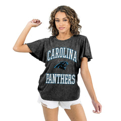 Carolina Panthers Gameday Couture Women's Relaxed Flutter Sleeve T-Shirt Black - NFL