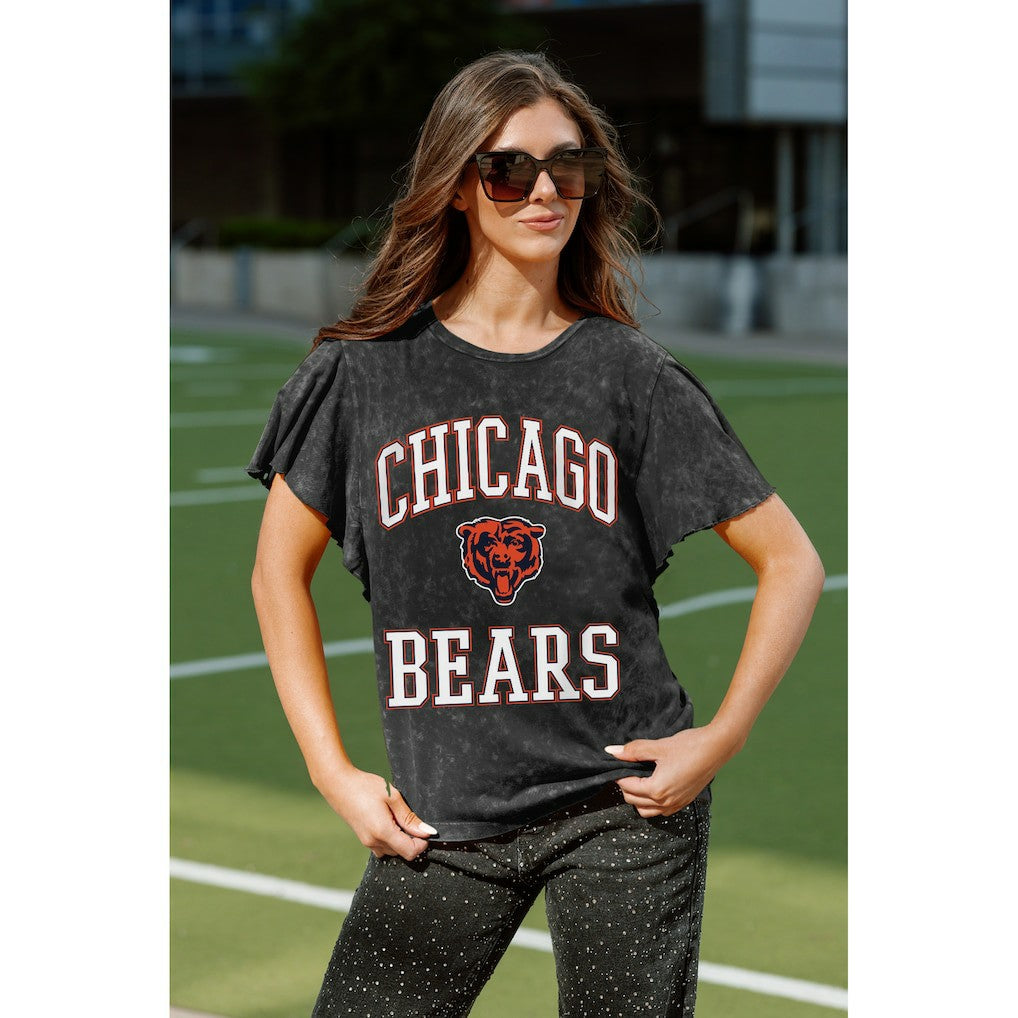 Chicago Bears Gameday Couture Women's Relaxed Flutter Sleeve T-Shirt Black - NFL