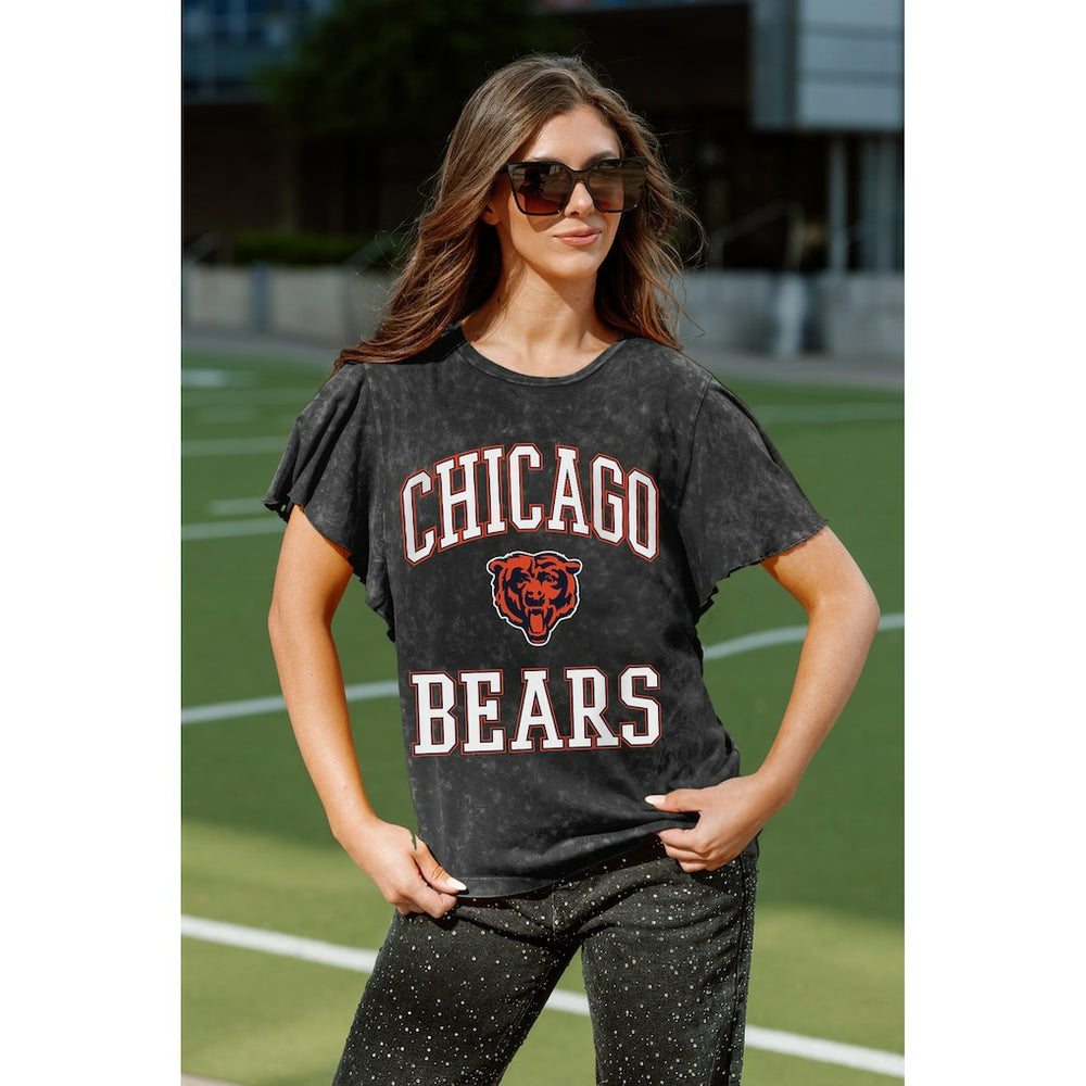 Chicago Bears Gameday Couture Women's Relaxed Flutter Sleeve T-Shirt Black - NFL