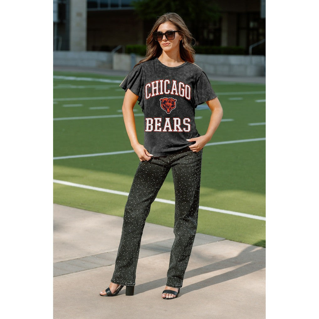 Chicago Bears Gameday Couture Women's Relaxed Flutter Sleeve T-Shirt Black - NFL