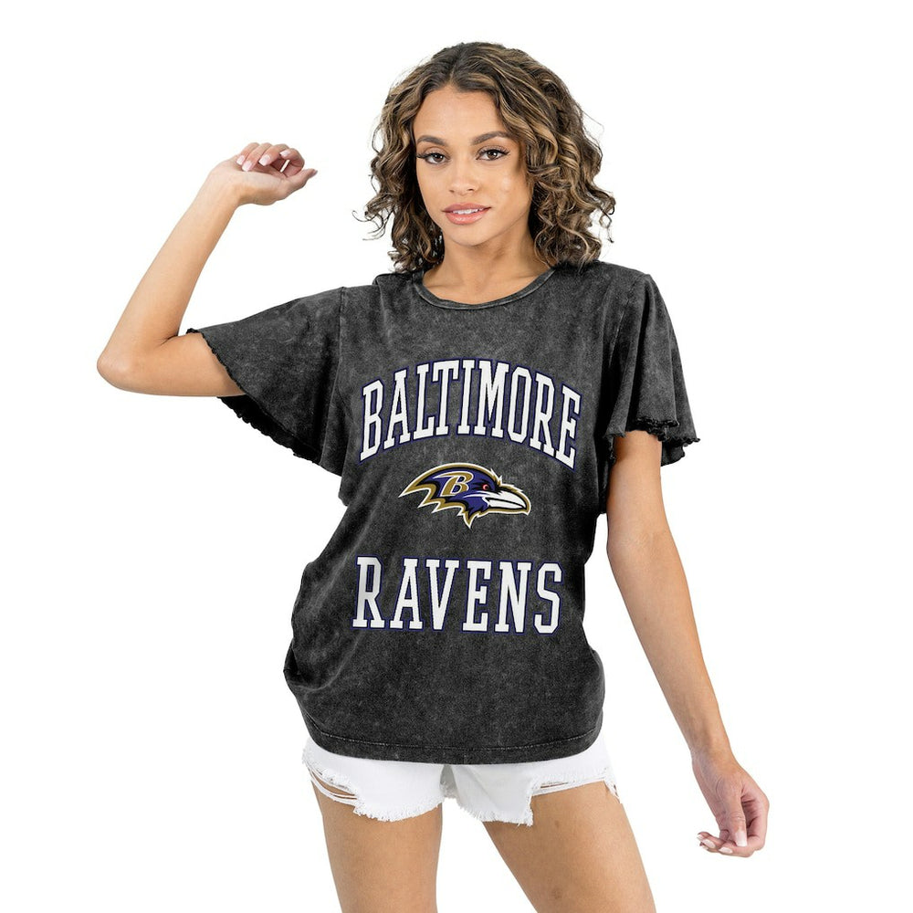 Baltimore Ravens Gameday Couture Women's Relaxed Flutter Sleeve T-Shirt Black - NFL