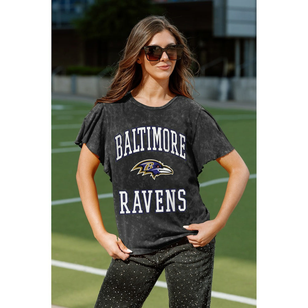 Baltimore Ravens Gameday Couture Women's Relaxed Flutter Sleeve T-Shirt Black - NFL