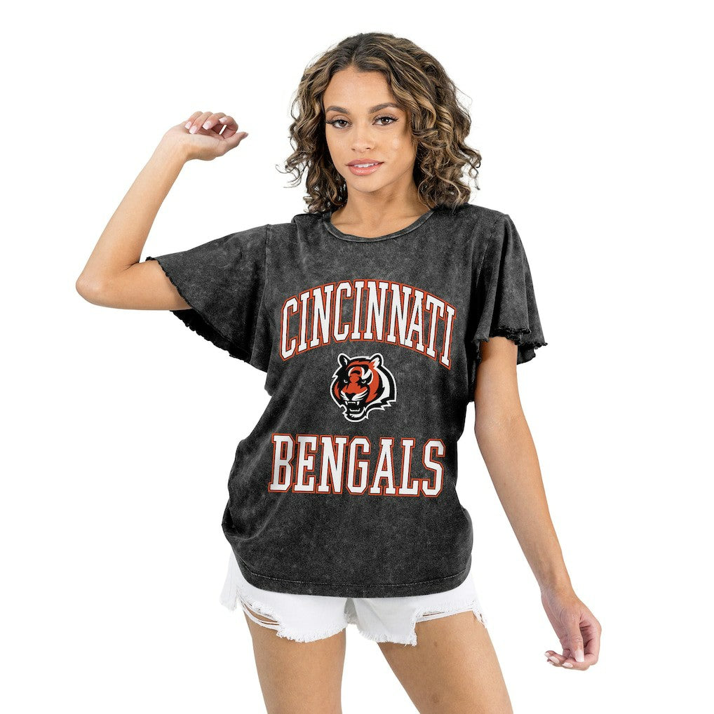 Cincinnati Bengals Gameday Couture Women's Relaxed Flutter Sleeve T-Shirt Black - NFL