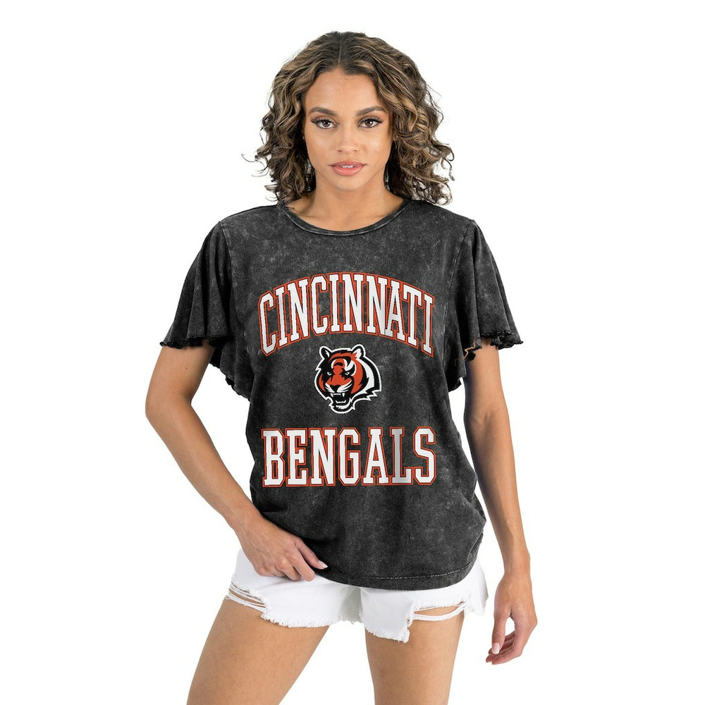 Cincinnati Bengals Gameday Couture Women's Relaxed Flutter Sleeve T-Shirt Black - NFL
