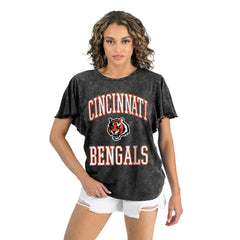 Cincinnati Bengals Gameday Couture Women's Relaxed Flutter Sleeve T-Shirt Black - NFL