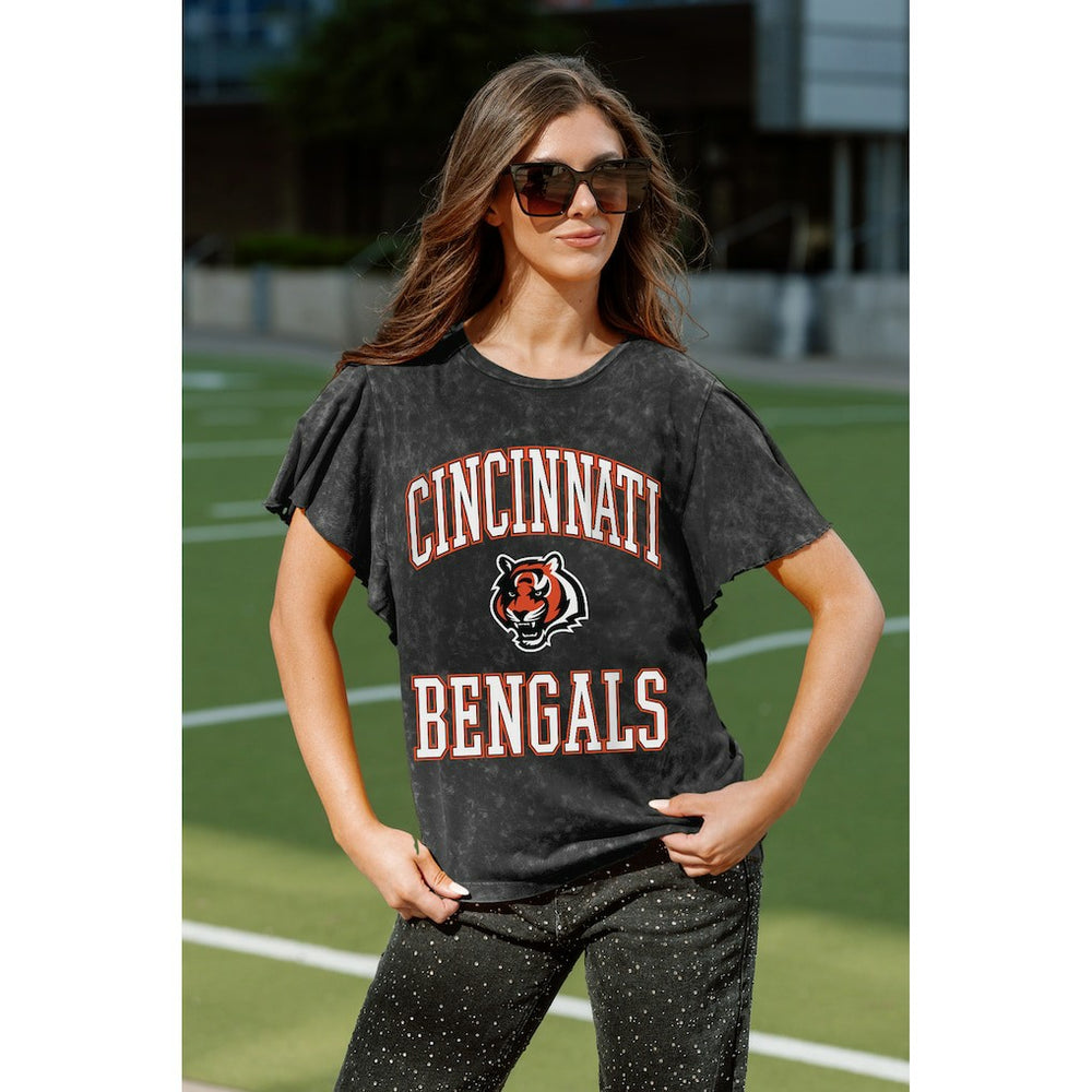 Cincinnati Bengals Gameday Couture Women's Relaxed Flutter Sleeve T-Shirt Black - NFL