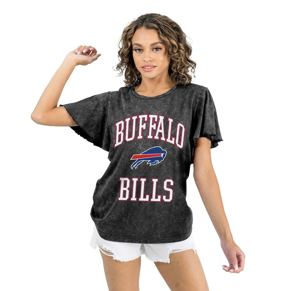Buffalo Bills Gameday Couture Women's Relaxed Flutter Sleeve T-Shirt Black - NFL