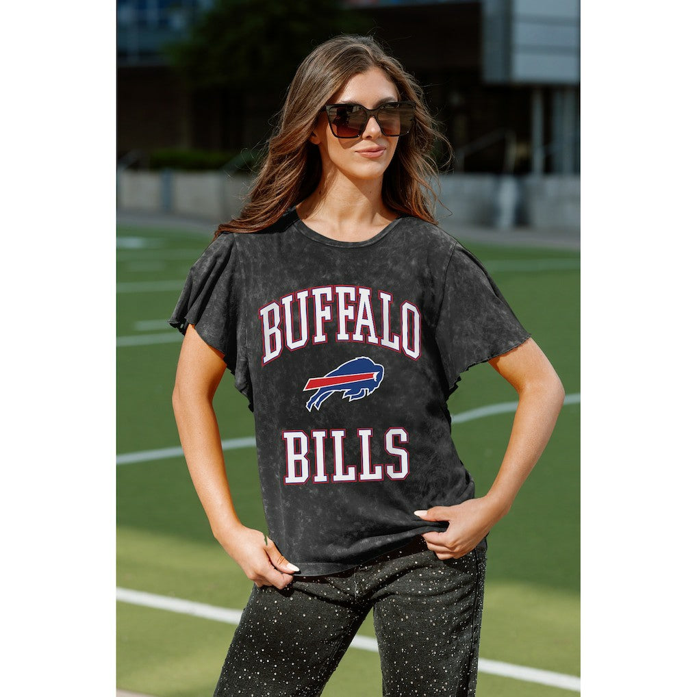 Buffalo Bills Gameday Couture Women's Relaxed Flutter Sleeve T-Shirt Black - NFL