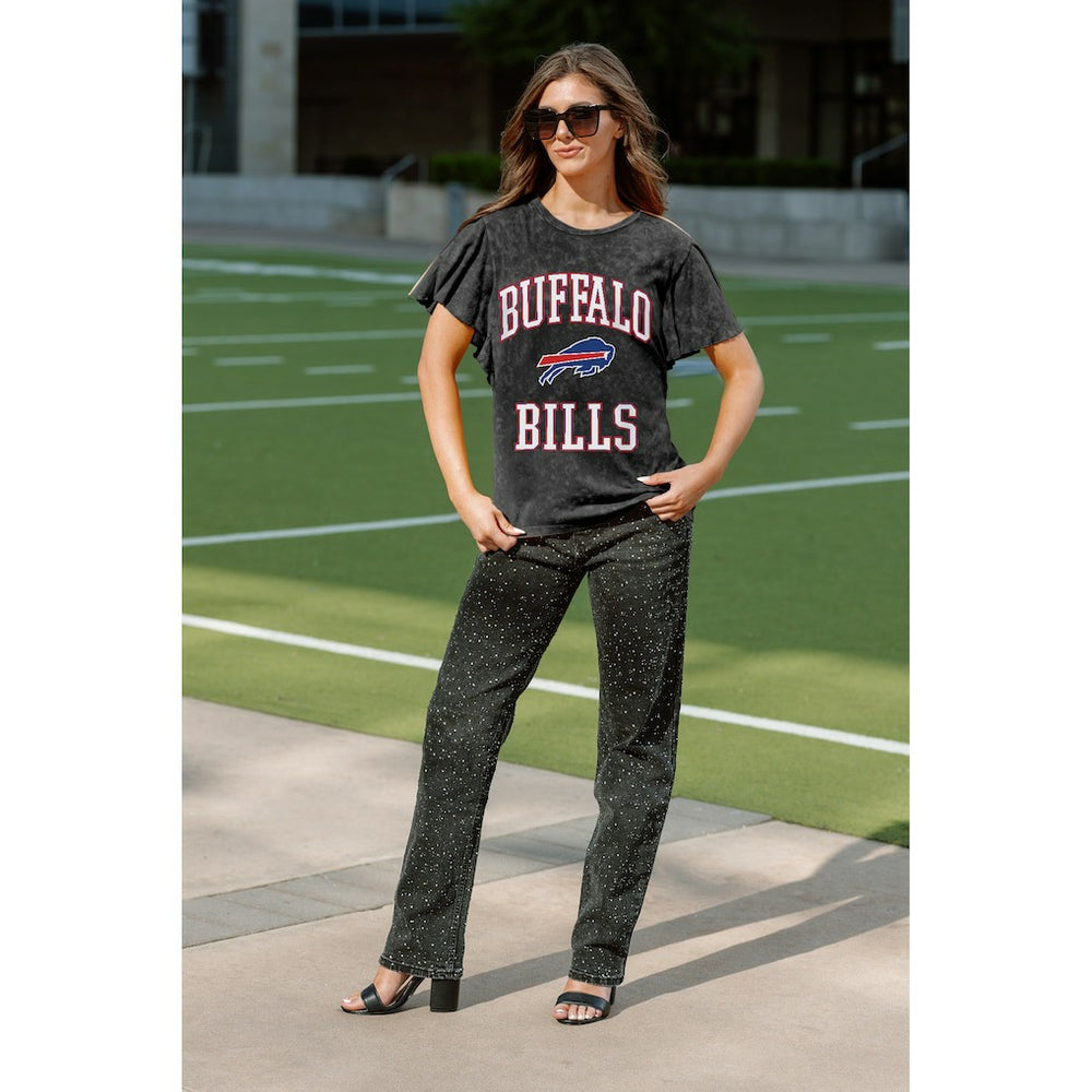 Buffalo Bills Gameday Couture Women's Relaxed Flutter Sleeve T-Shirt Black - NFL
