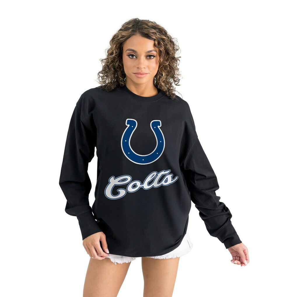 Indianapolis Colts Gameday Couture Women's Oversized Long Sleeve T-Shirt Black - NFL