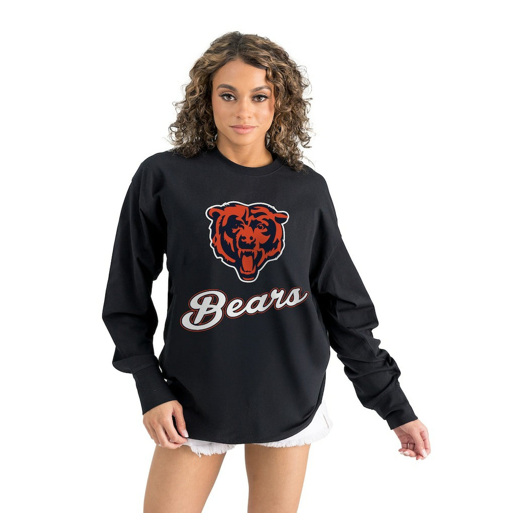 Chicago Bears Gameday Couture Women's Oversized Long Sleeve T-Shirt Black - NFL
