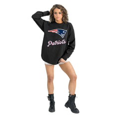 New England Patriots Gameday Couture Women's Oversized Long Sleeve T-Shirt Black - NFL