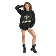 New Orleans Saints Gameday Couture Women's Oversized Long Sleeve T-Shirt Black - NFL