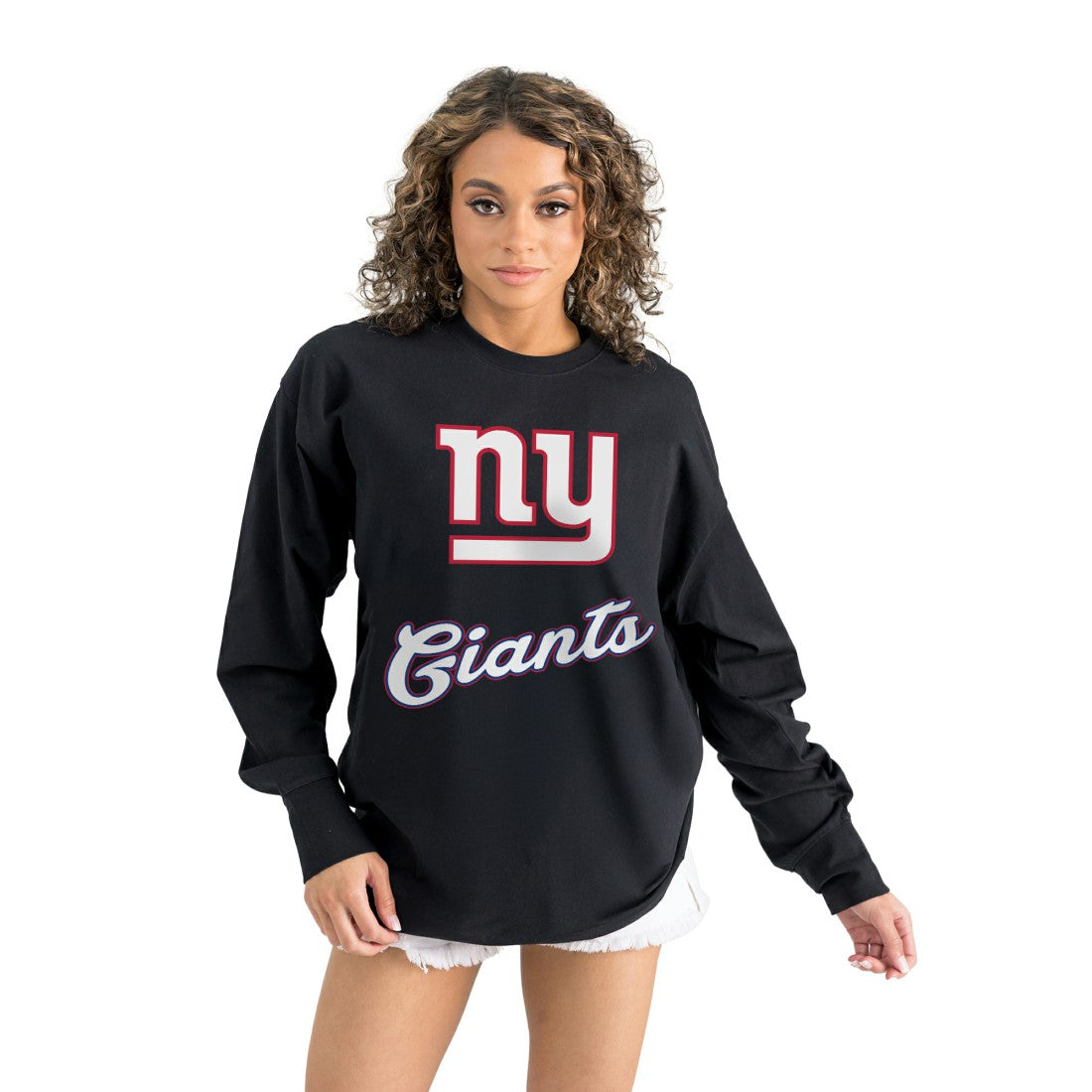 New York Giants Gameday Couture Women's Oversized Long Sleeve T-Shirt Black - NFL