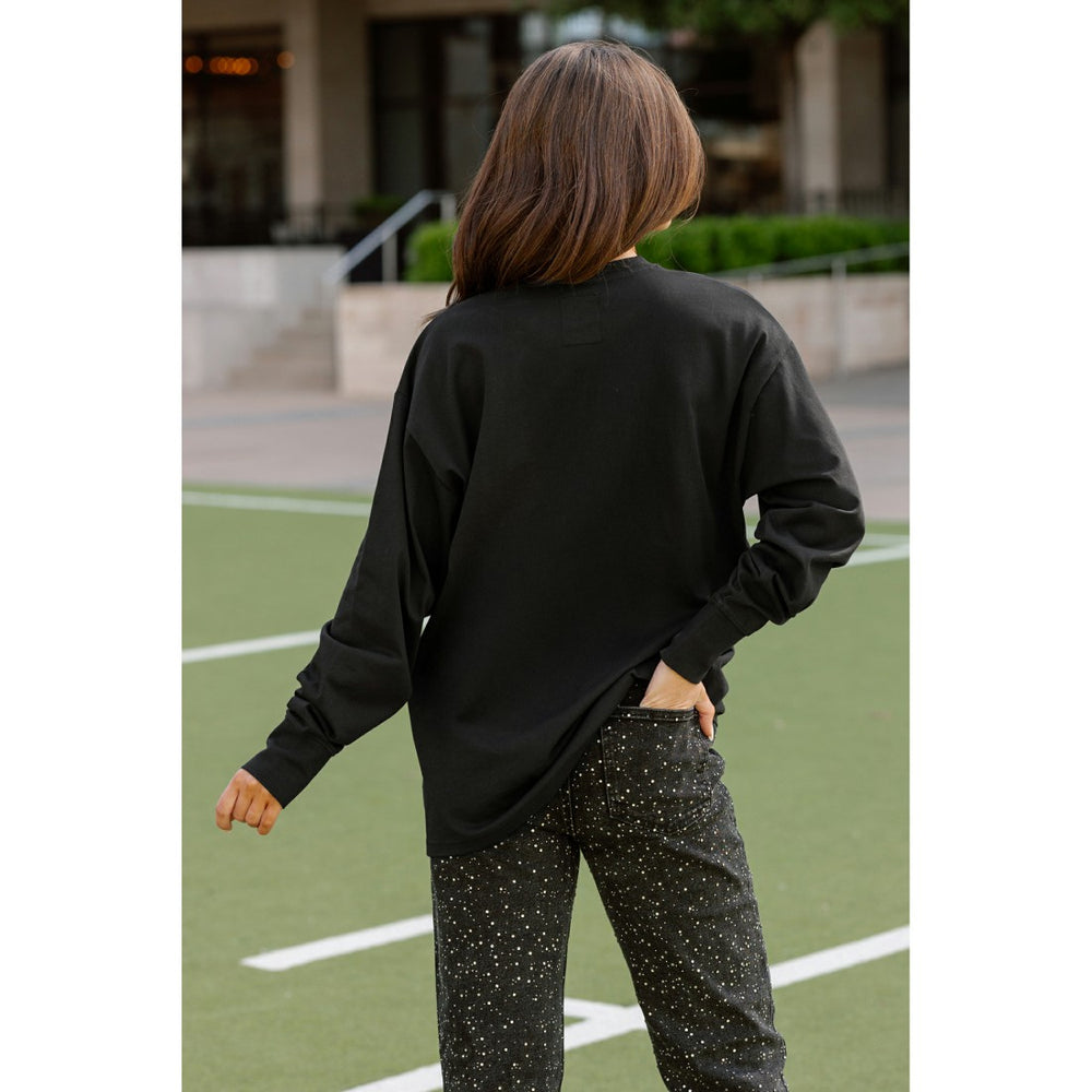 New York Giants Gameday Couture Women's Oversized Long Sleeve T-Shirt Black - NFL