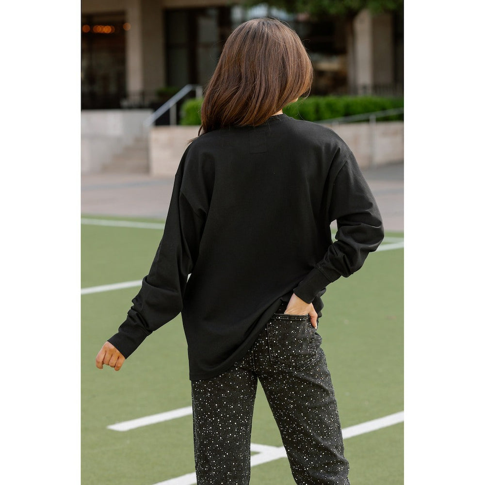 Philadelphia Eagles Gameday Couture Women's Oversized Long Sleeve T-Shirt Black - NFL