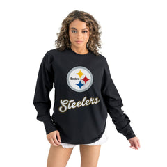 Pittsburgh Steelers Gameday Couture Women's Oversized Long Sleeve T-Shirt Black - NFL