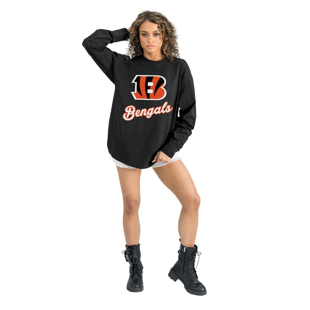 Cincinnati Bengals Gameday Couture Women's Oversized Long Sleeve T-Shirt Black - NFL