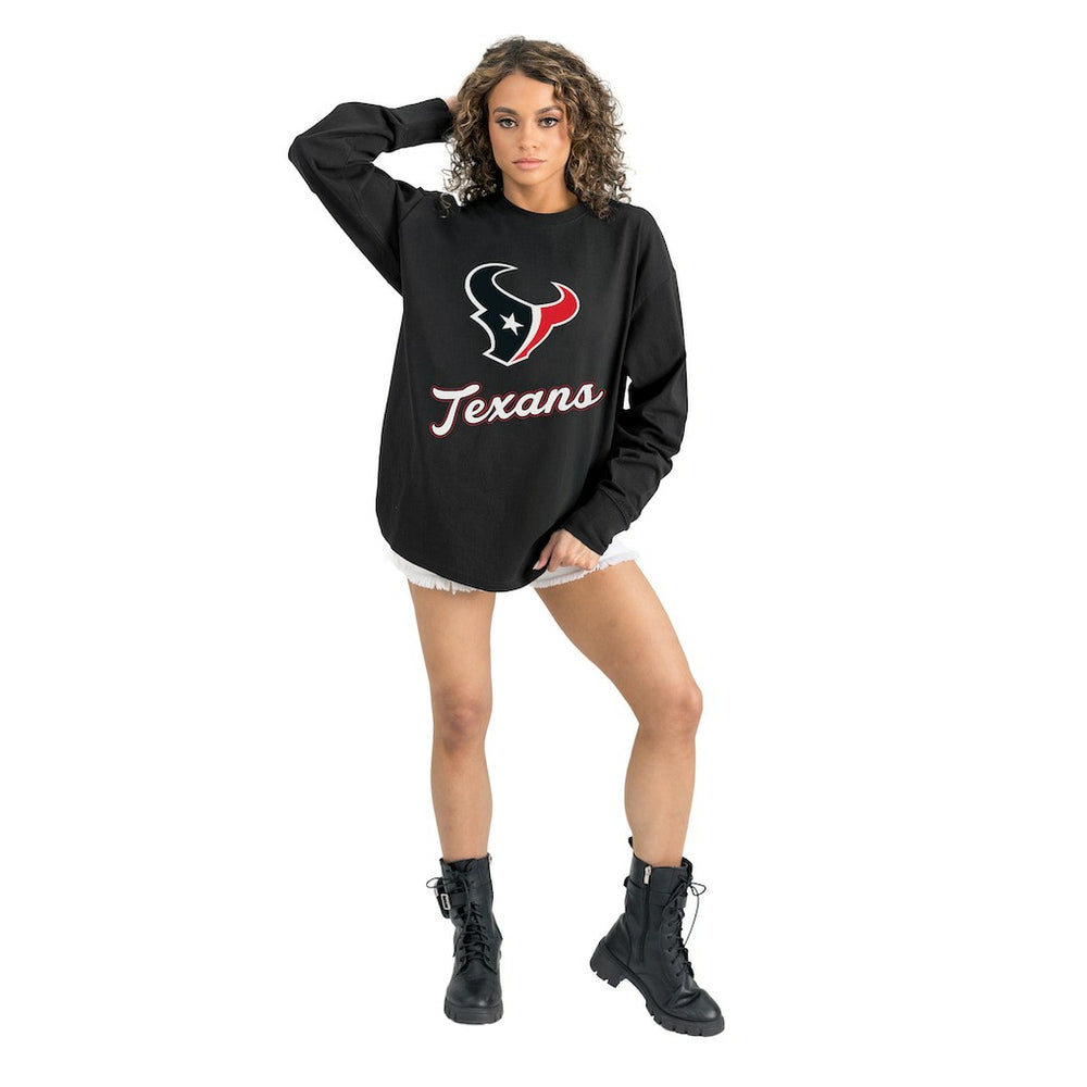 Houston Texans Gameday Couture Women's Oversized Long Sleeve T-Shirt Black - NFL