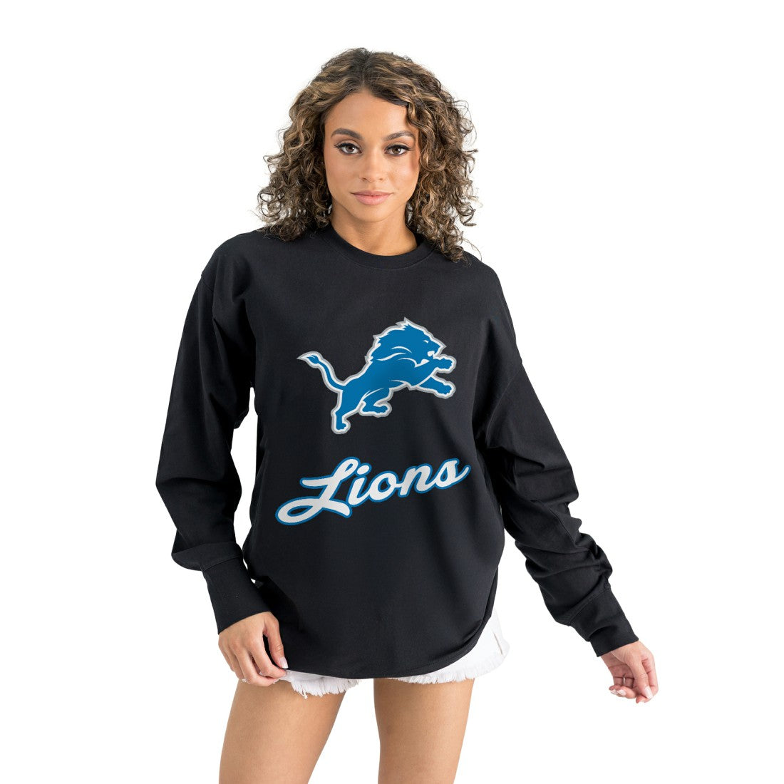Detroit Lions Gameday Couture Women's Oversized Long Sleeve T-Shirt Black - NFL