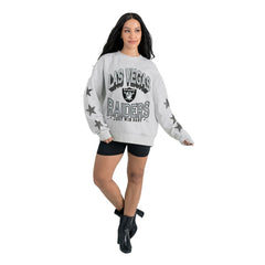 Las Vegas Raiders Gameday Couture Women's Resilience Relaxed Rhinestone Pullover Sweatshirt Ash - NFL