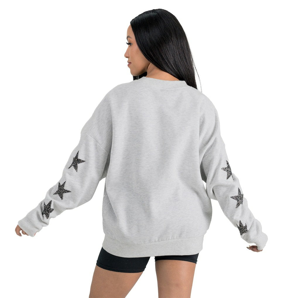 Miami Dolphins Gameday Couture Women's Resilience Relaxed Rhinestone Pullover Sweatshirt Ash - NFL