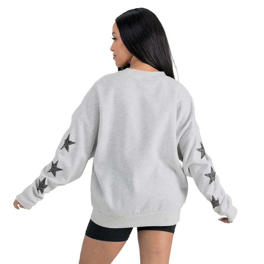 New Orleans Saints Gameday Couture Women's Resilience Relaxed Rhinestone Pullover Sweatshirt Ash - NFL