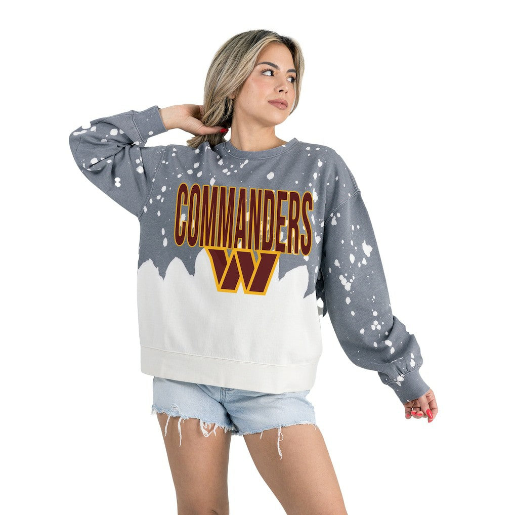 Washington Commanders Gameday Couture Women's Oversized Faded Wash Tri-Blend Pullover Sweatshirt Gray - NFL