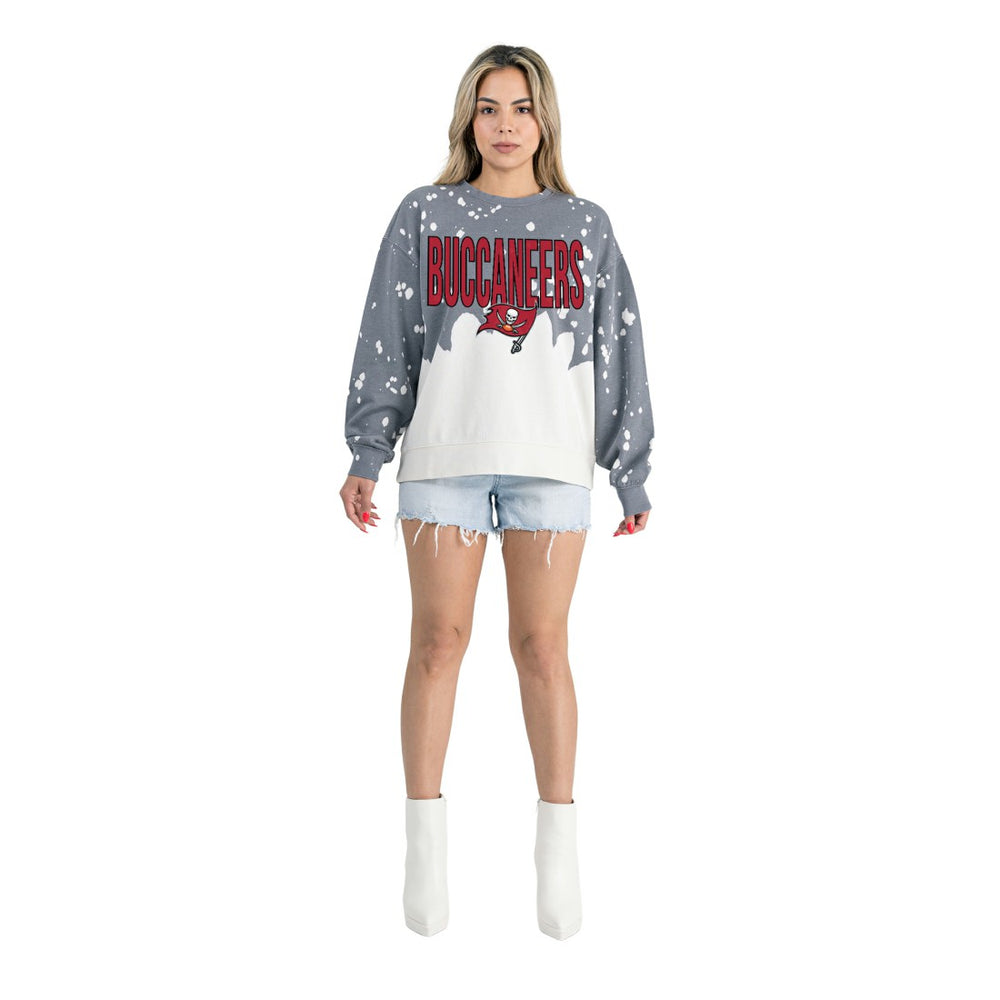 Tampa Bay Buccaneers Gameday Couture Women's Oversized Faded Wash Tri-Blend Pullover Sweatshirt Gray - NFL
