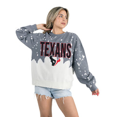 Houston Texans Gameday Couture Women's Oversized Faded Wash Tri-Blend Pullover Sweatshirt Gray - NFL