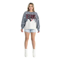 Houston Texans Gameday Couture Women's Oversized Faded Wash Tri-Blend Pullover Sweatshirt Gray - NFL